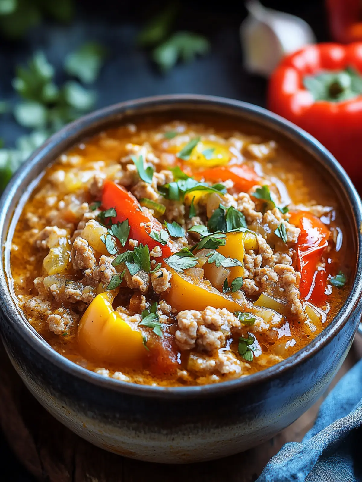 Comforting Stuffed Bell Pepper Soup with Ground Turkey Delight 4 Stuffed Bell Pepper Soup with Ground Turkey