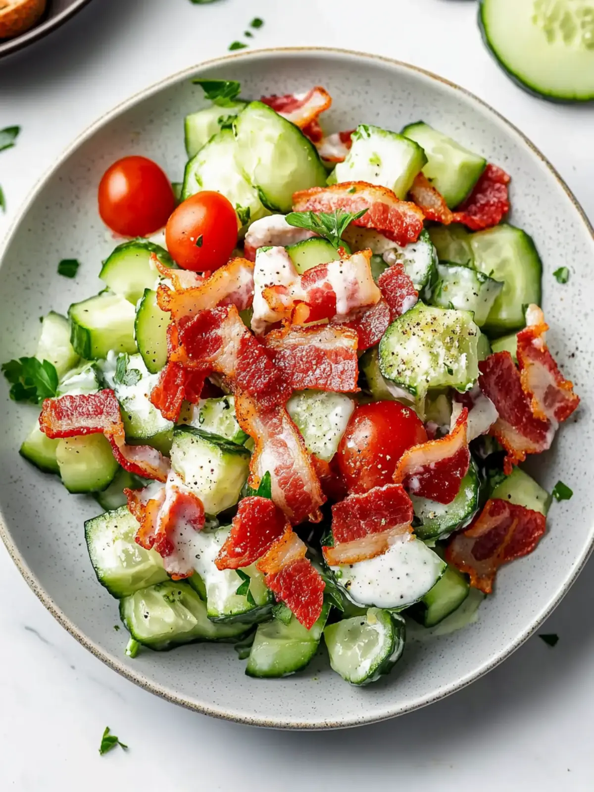 Crunchy Cucumber Salad with Bacon for Summer BBQ Bliss 5 Crunchy Cucumber Salad with Bacon