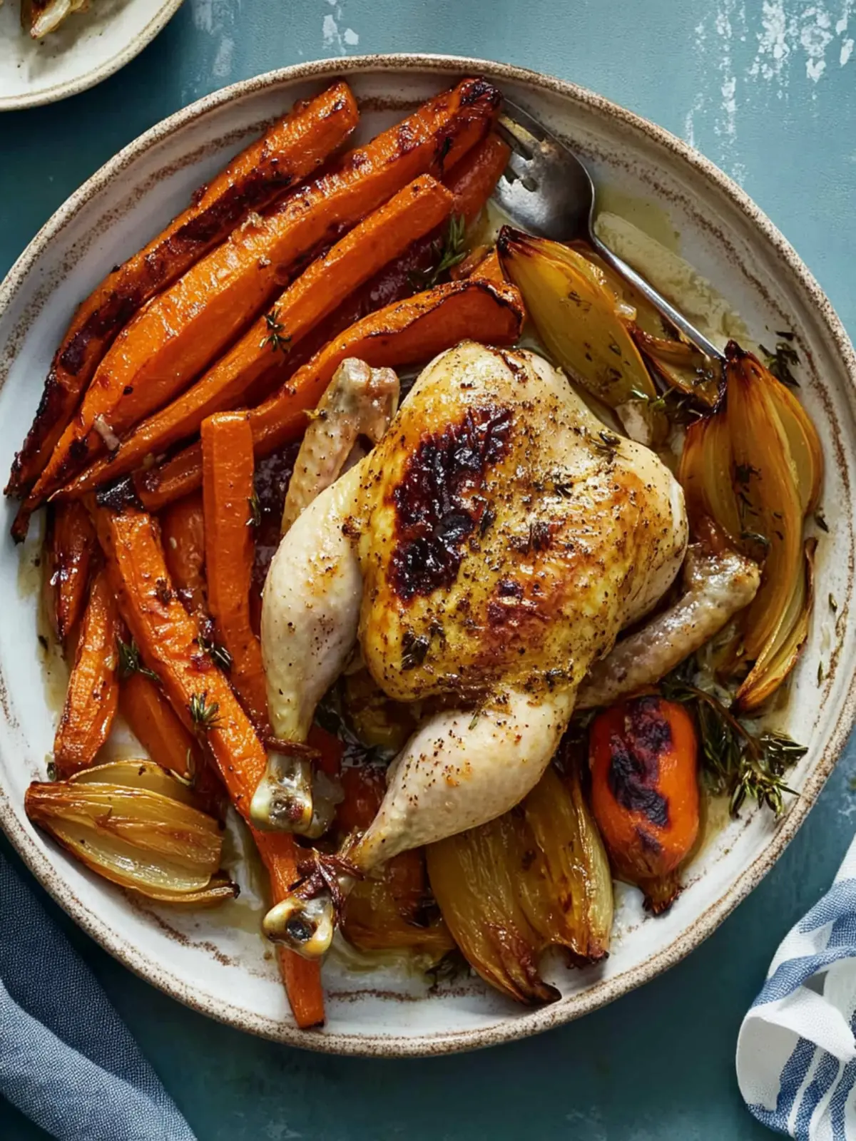 Savory Spiced Roast Chicken with Sweet Caramelized Carrots 3 Spiced Roast Chicken with Caramelized Carrots and Shallots