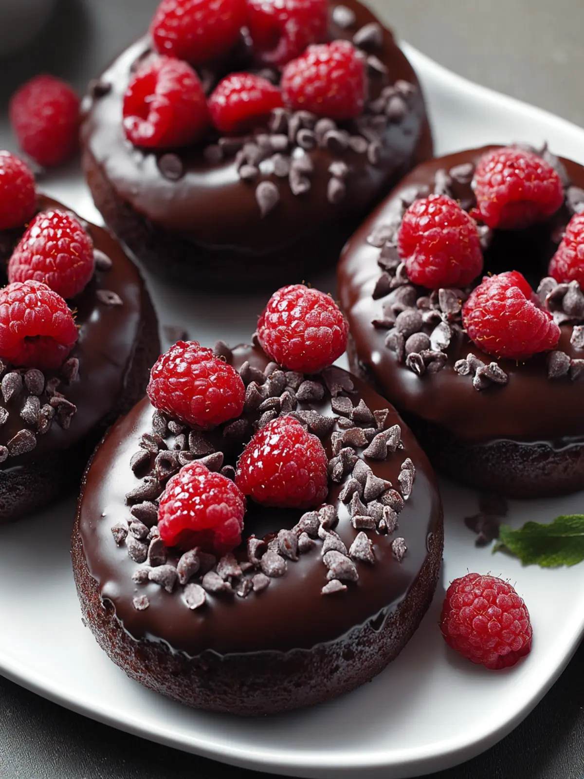 Irresistible Baked Chocolate Donuts with Raspberries Delight 2 Baked Chocolate Donuts with Raspberries