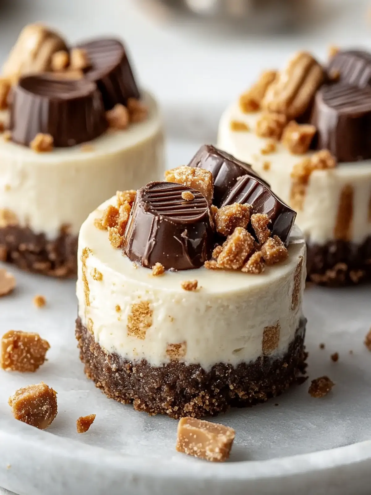 Mini Peanut Butter Cup Cheesecakes: Irresistibly Creamy Treats 3 Mini Peanut Butter Cup Cheesecakes