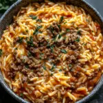 Ground Beef Orzo with Tomato Cream Sauce in 30 Minutes 4 Ground Beef Orzo with Tomato Cream Sauce