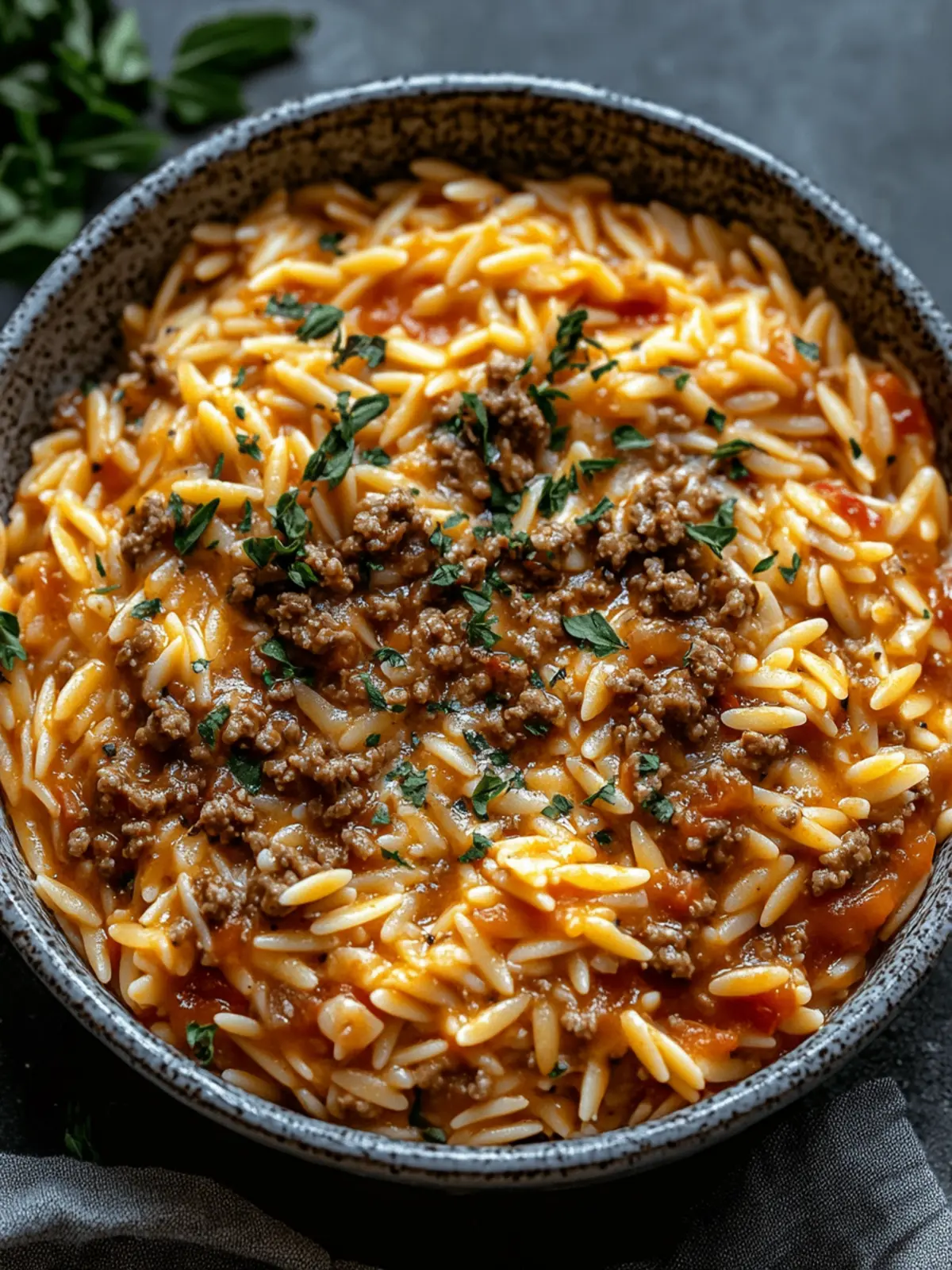 Ground Beef Orzo with Tomato Cream Sauce in 30 Minutes 5 Ground Beef Orzo with Tomato Cream Sauce