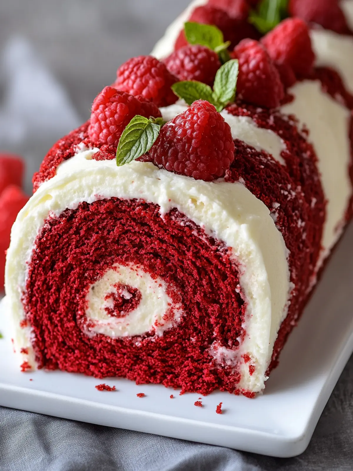 Decadent Red Velvet Cake Roll with Dreamy Cream Cheese Center 4 Red Velvet Cake Roll