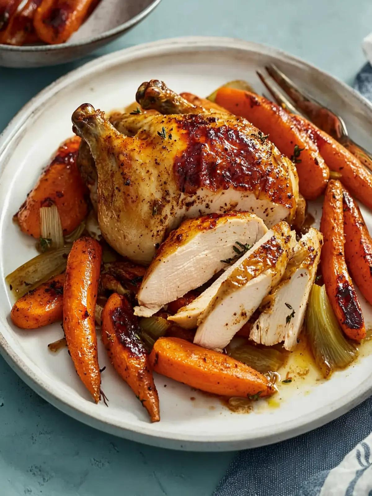 Savory Spiced Roast Chicken with Sweet Caramelized Carrots 4 Spiced Roast Chicken with Caramelized Carrots and Shallots