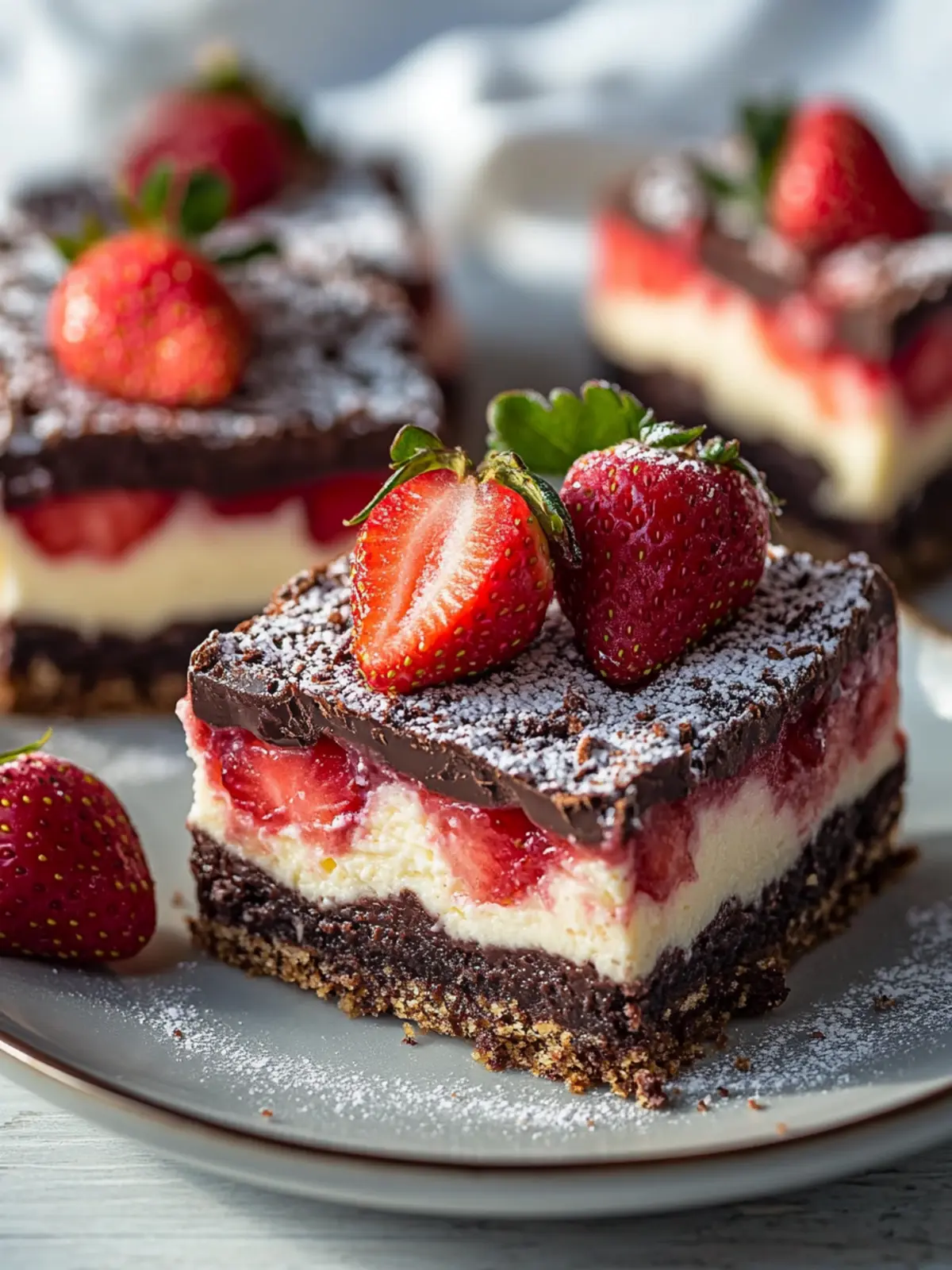 Irresistible Chocolate Strawberry Cheesecake Bars You’ll Love 3 Chocolate Strawberry Cheesecake Bars