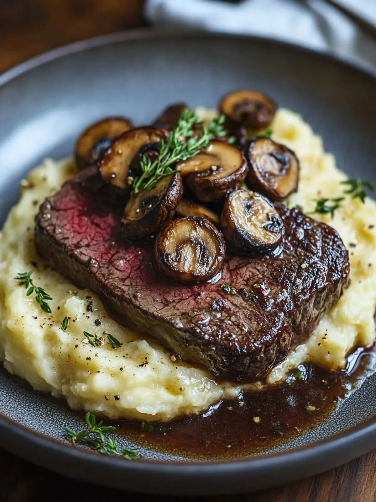 Hearty Beef Steak with Mushroom Mash for Cozy Dinners 2 Beef Steak with Mushroom Mash