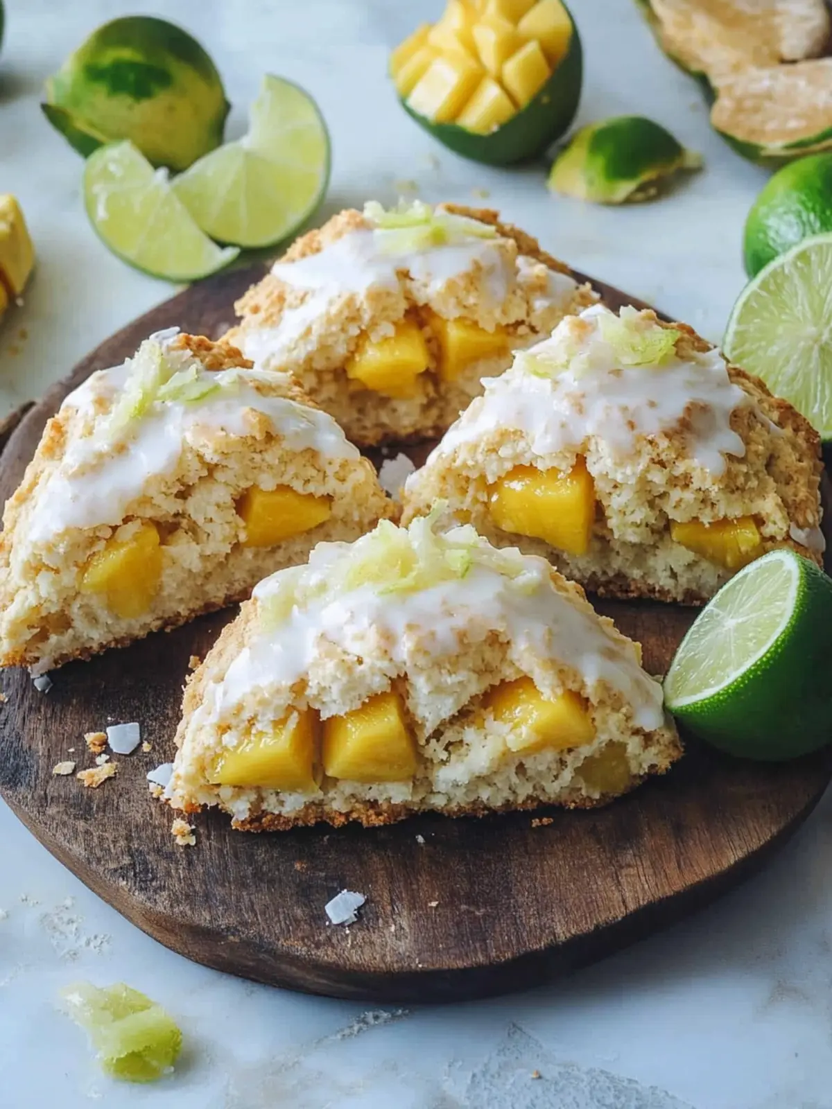 Coconut Mango Scones with Lime Glaze for a Tropical Brunch 3 Coconut Mango Scones with Lime Glaze