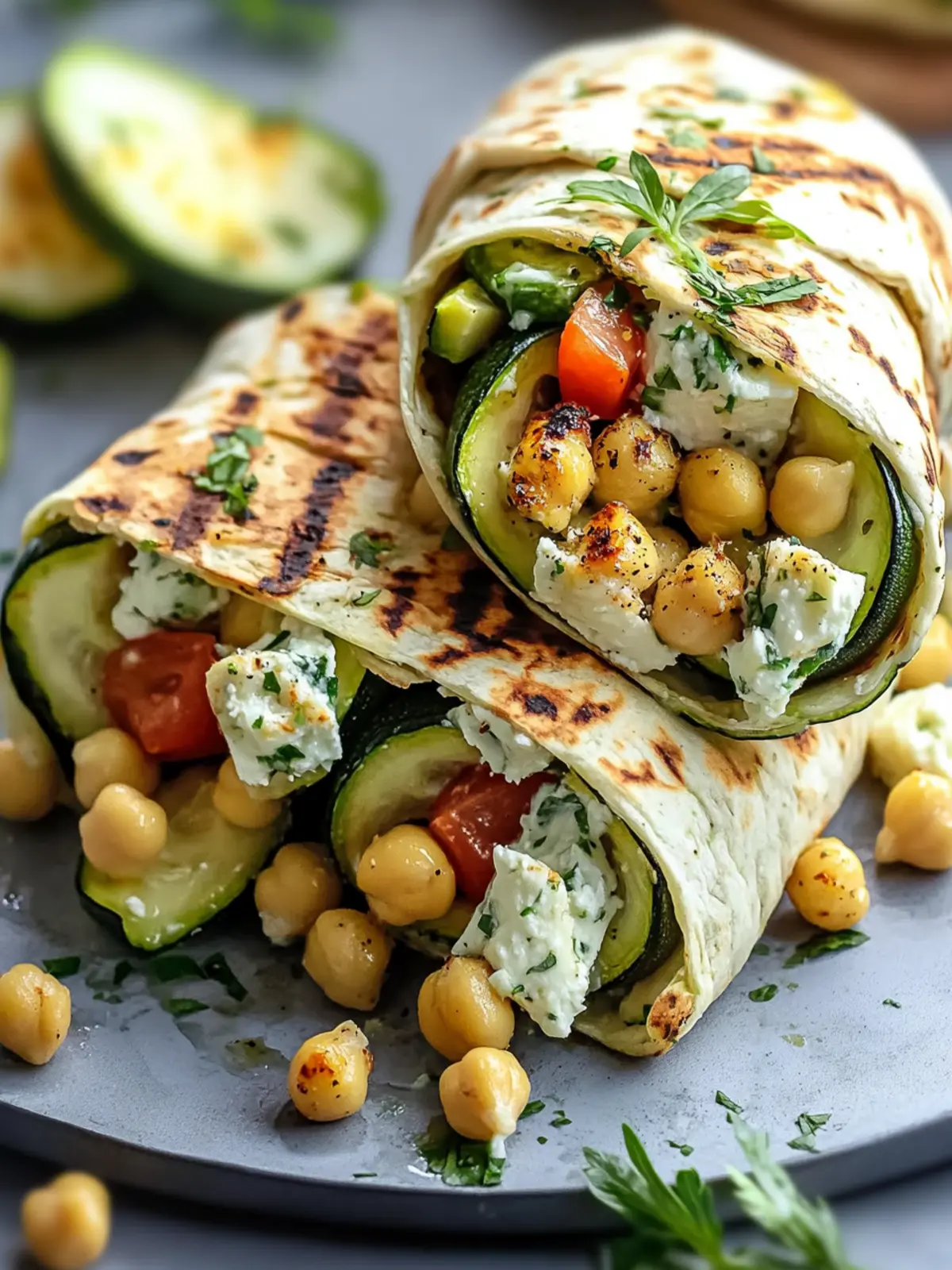Grilled Zucchini Feta Chickpea Wrap: Healthy Flavor Boost 2 Grilled Zucchini Feta Chickpea Wrap