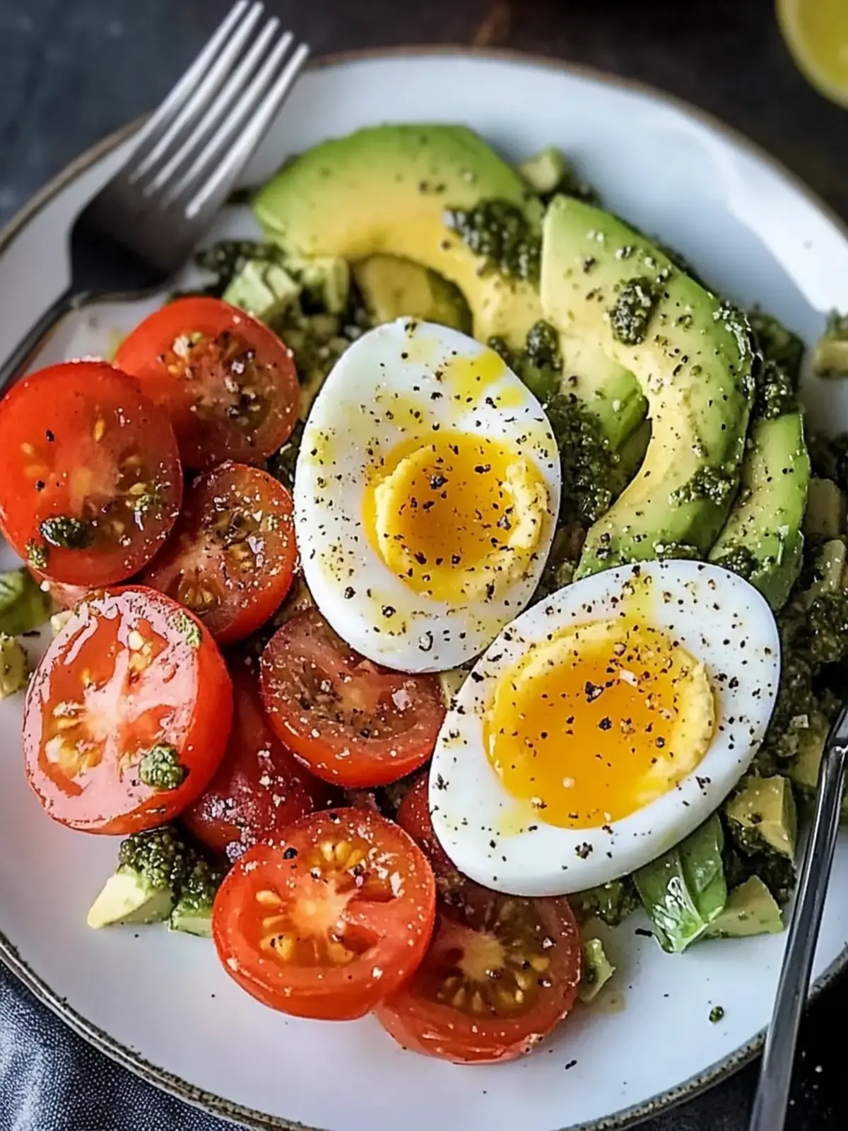 Pesto Tomato, Egg & Avocado Breakfast Salad to Energize Mornings 3 Pesto Tomato, Egg & Avocado Breakfast Salad