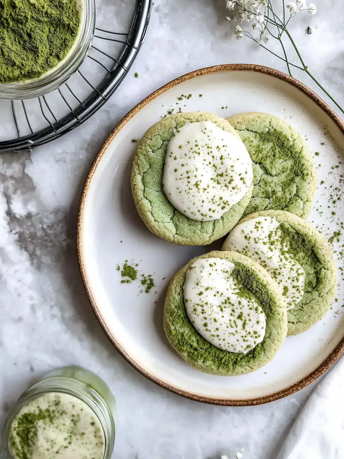 Irresistibly Soft Matcha Latte Cookies with Creamy Topping 2 Matcha Latte Cookies