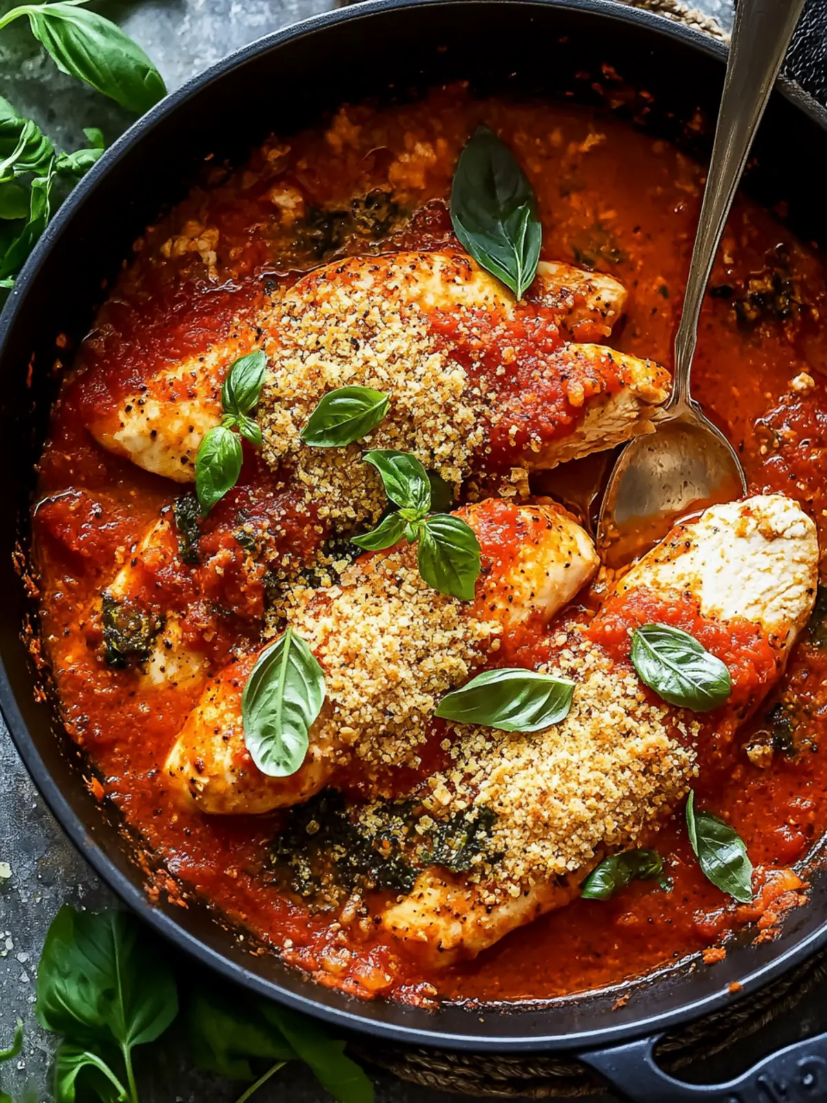 Spicy Chicken Arrabiata with Crunchy Garlic Breadcrumbs 3 Chicken Arrabiata with Herb and Garlic Breadcrumbs