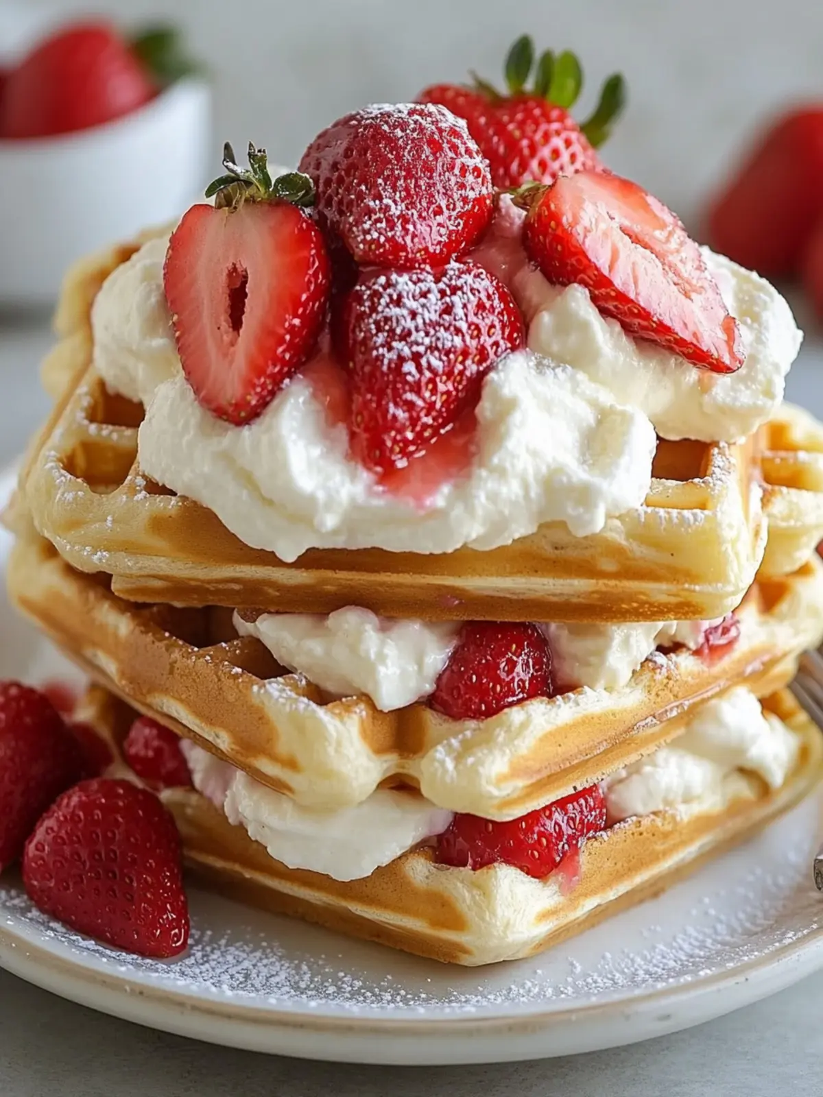 Indulge in Strawberry Cheesecake Stuffed Waffles Today 3 Strawberry Cheesecake Stuffed Waffles