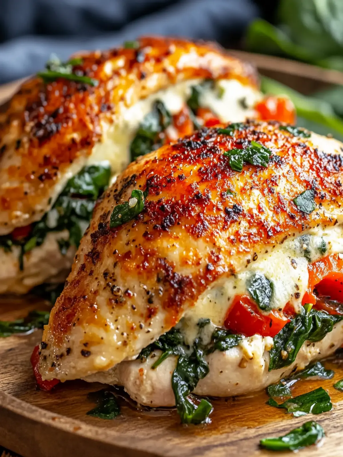 Savory Roasted Red Pepper, Spinach, and Mozzarella Stuffed Chicken 5 Roasted Red Pepper, Spinach, and Mozzarella Stuffed Chicken