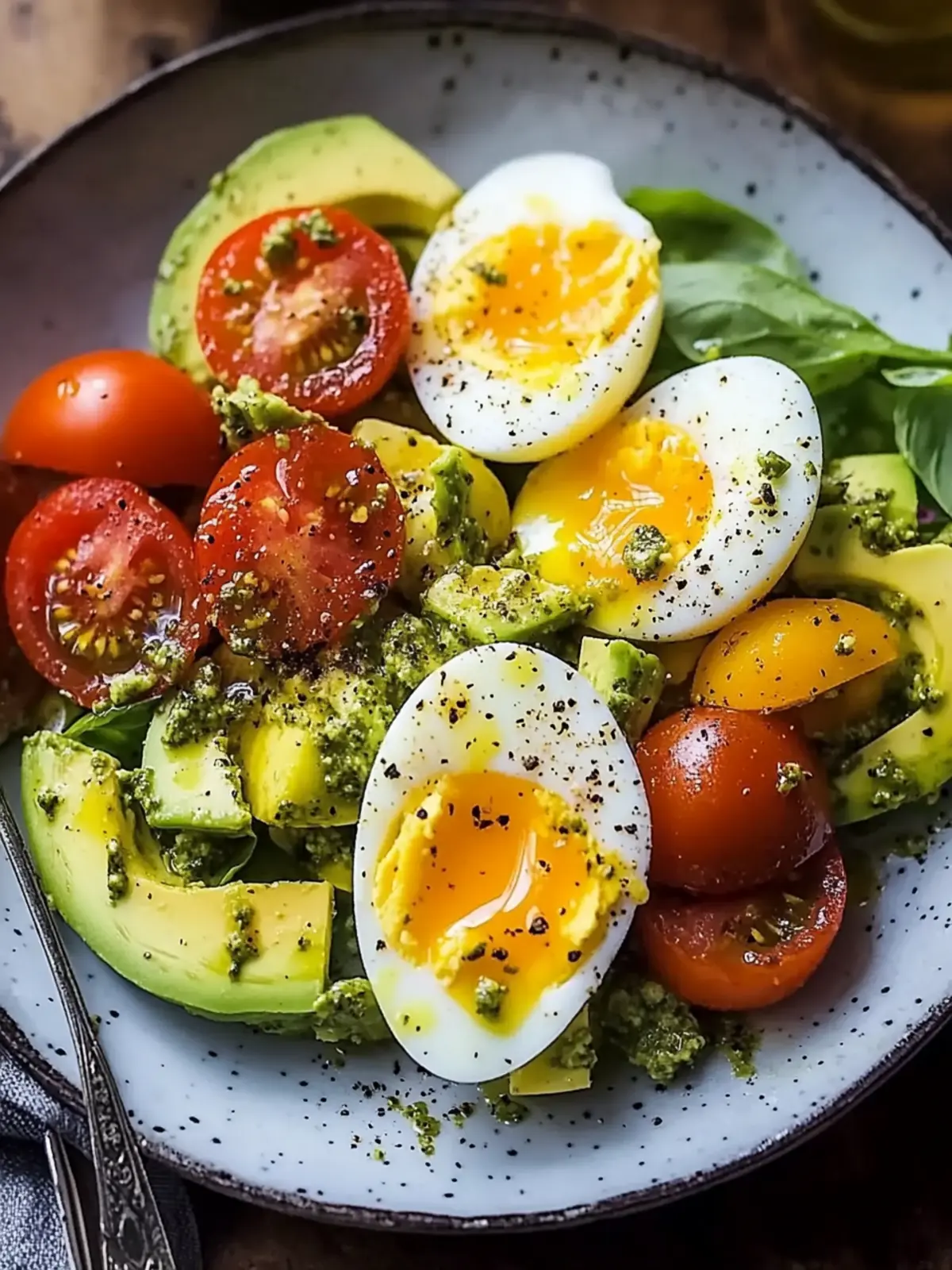 Pesto Tomato, Egg & Avocado Breakfast Salad to Energize Mornings 5 Pesto Tomato, Egg & Avocado Breakfast Salad