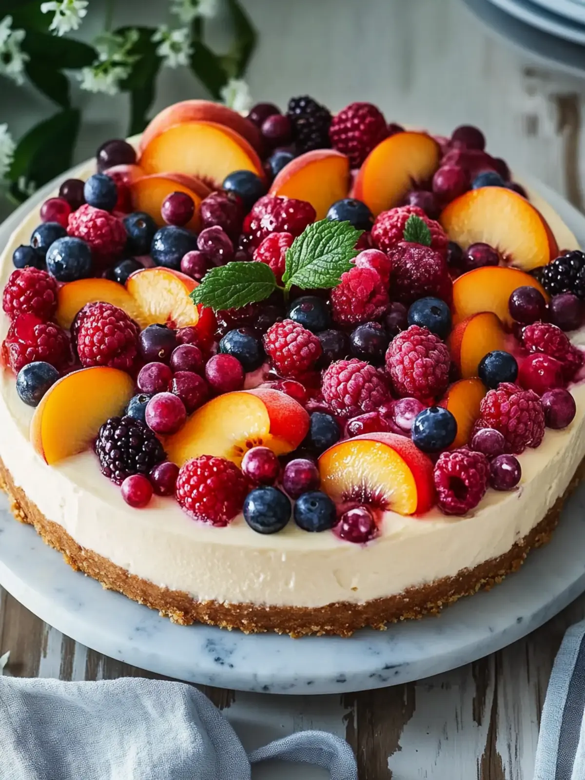 Irresistible Summer Berry and Peach Cheesecake Recipe 4 Summer Berry and Peach Cheesecake