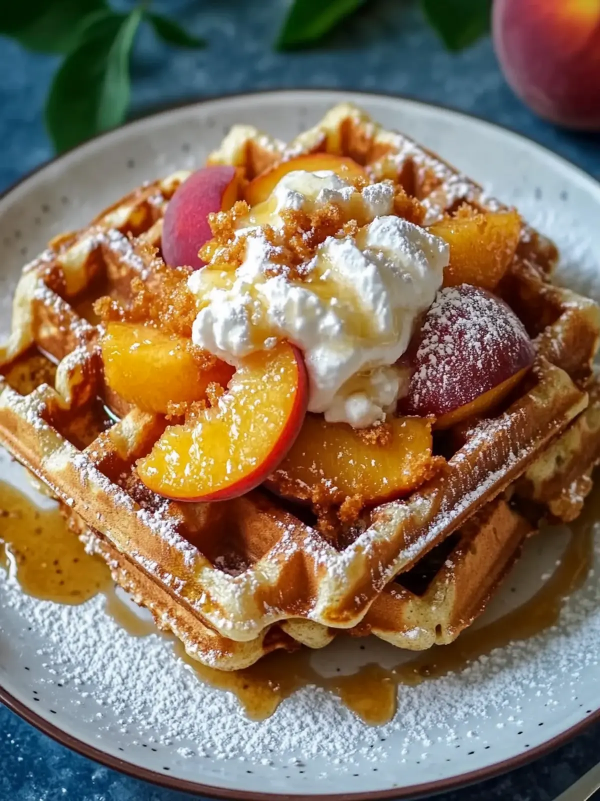 Peach Cobbler Waffles: Your New Favorite Comfort Brunch Delight 3 Peach Cobbler Waffle