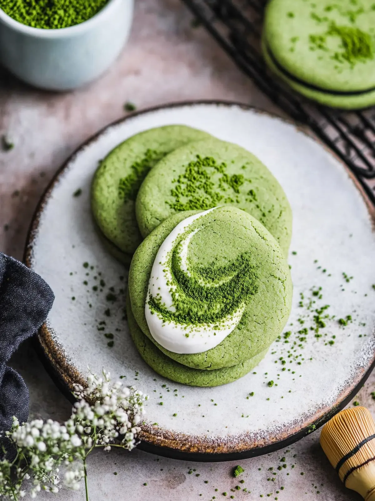 Irresistibly Soft Matcha Latte Cookies with Creamy Topping 3 Matcha Latte Cookies