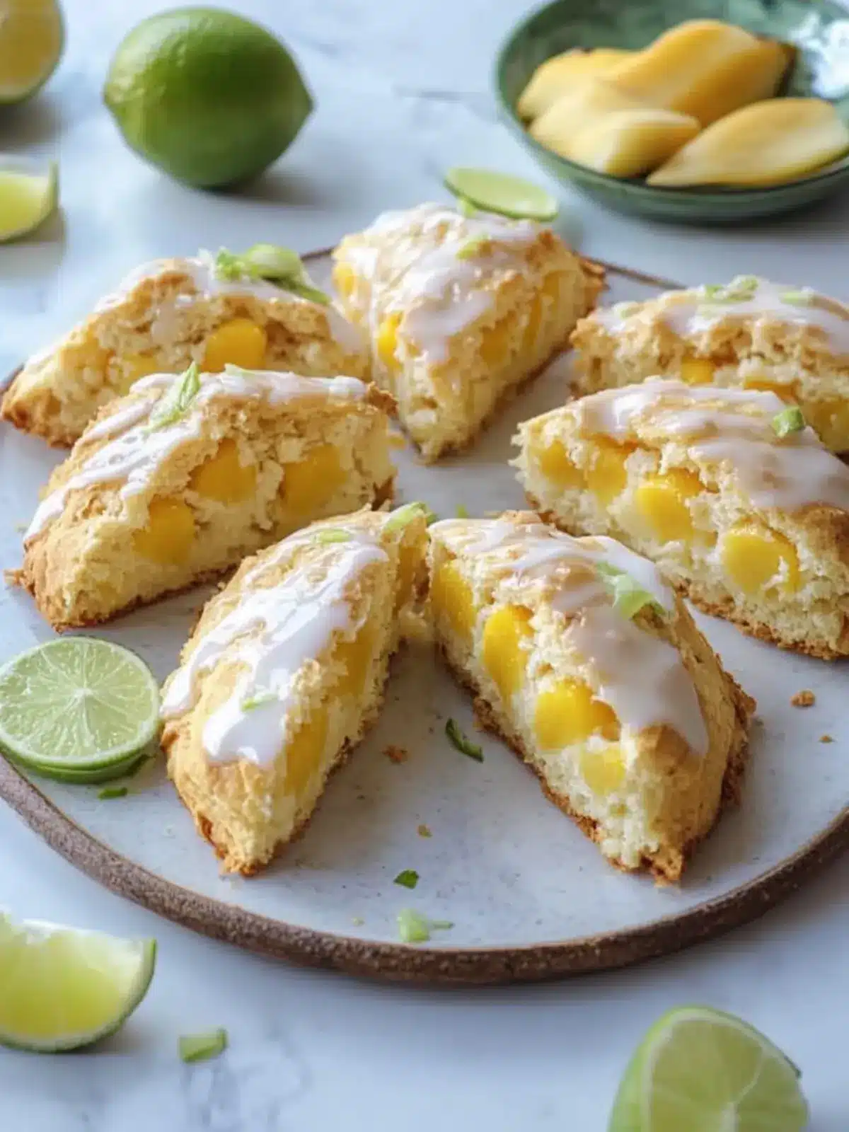 Coconut Mango Scones with Lime Glaze for a Tropical Brunch 5 Coconut Mango Scones with Lime Glaze
