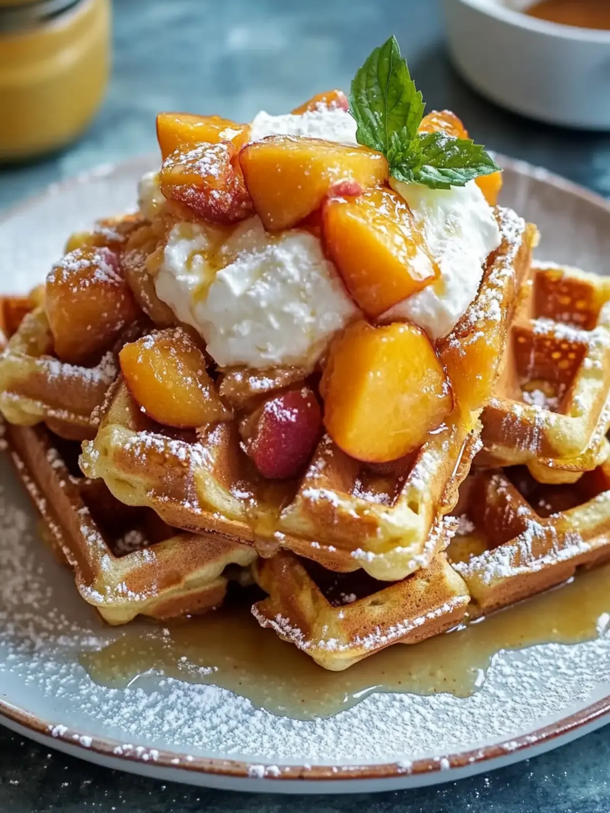 Peach Cobbler Waffles: Your New Favorite Comfort Brunch Delight 2 Peach Cobbler Waffle