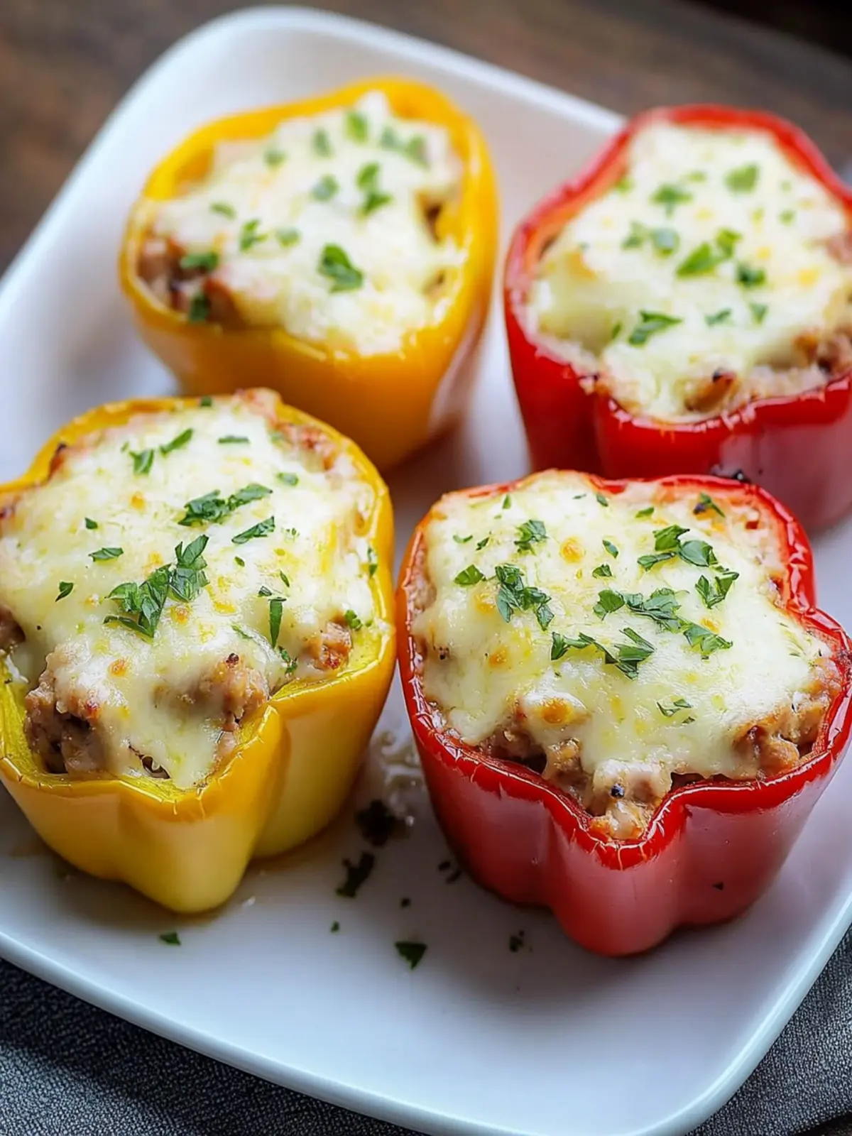 Tuna Melt Stuffed Bell Peppers: A Cheesy Keto Delight 2 Tuna Melt Stuffed Bell Peppers