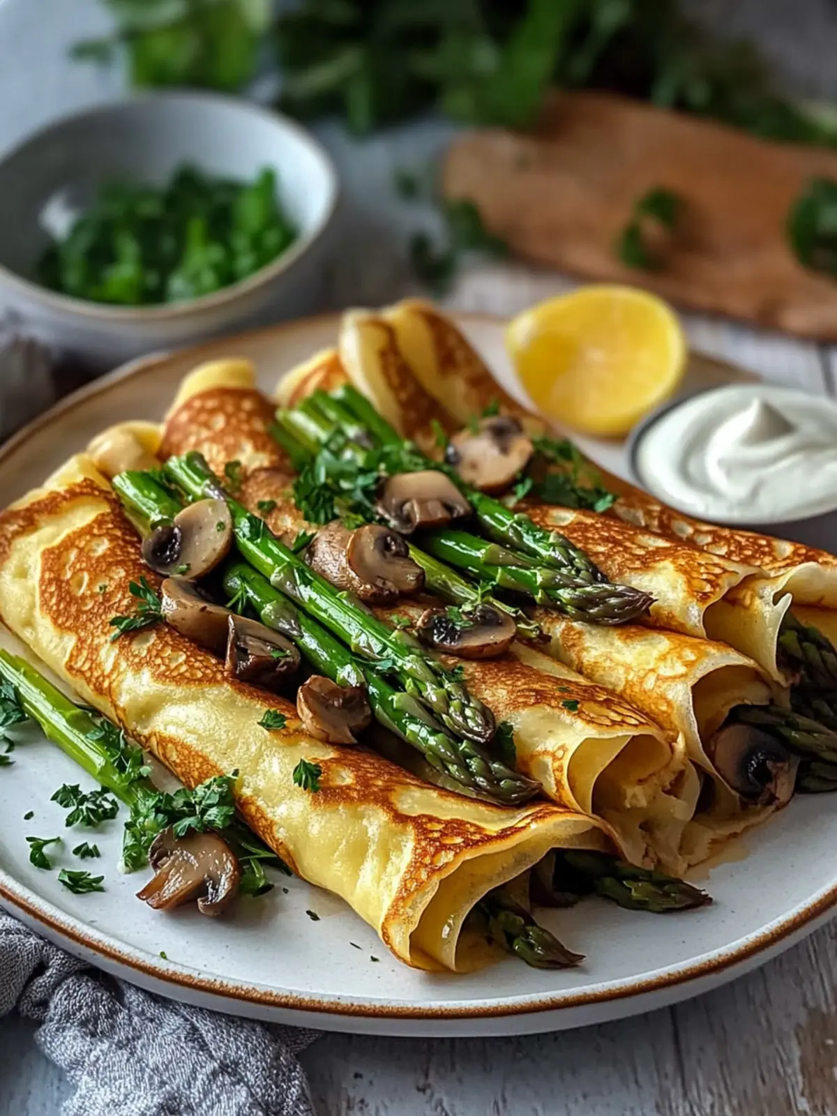 Tasty Asparagus Mushroom Crepes for a Cozy Dinner Delight 3 Tasty Asparagus Mushroom Crepes