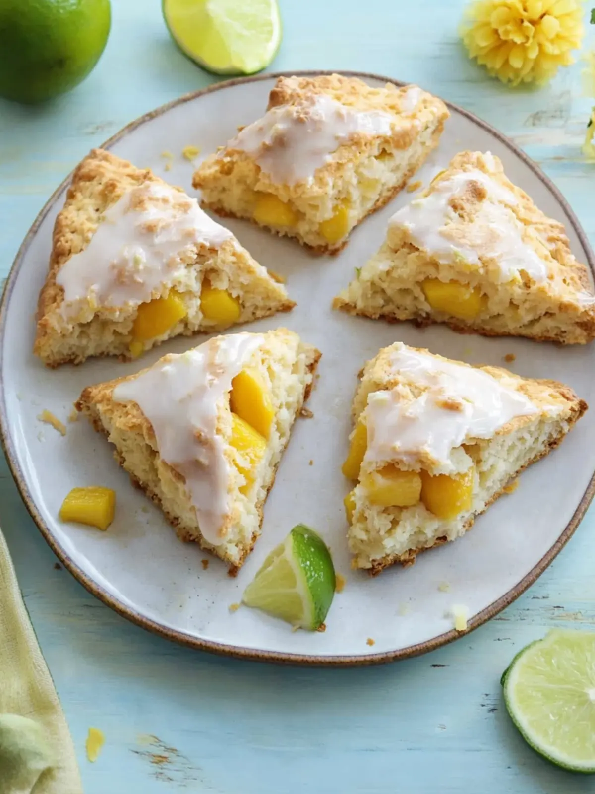 Coconut Mango Scones with Lime Glaze for a Tropical Brunch 4 Coconut Mango Scones with Lime Glaze