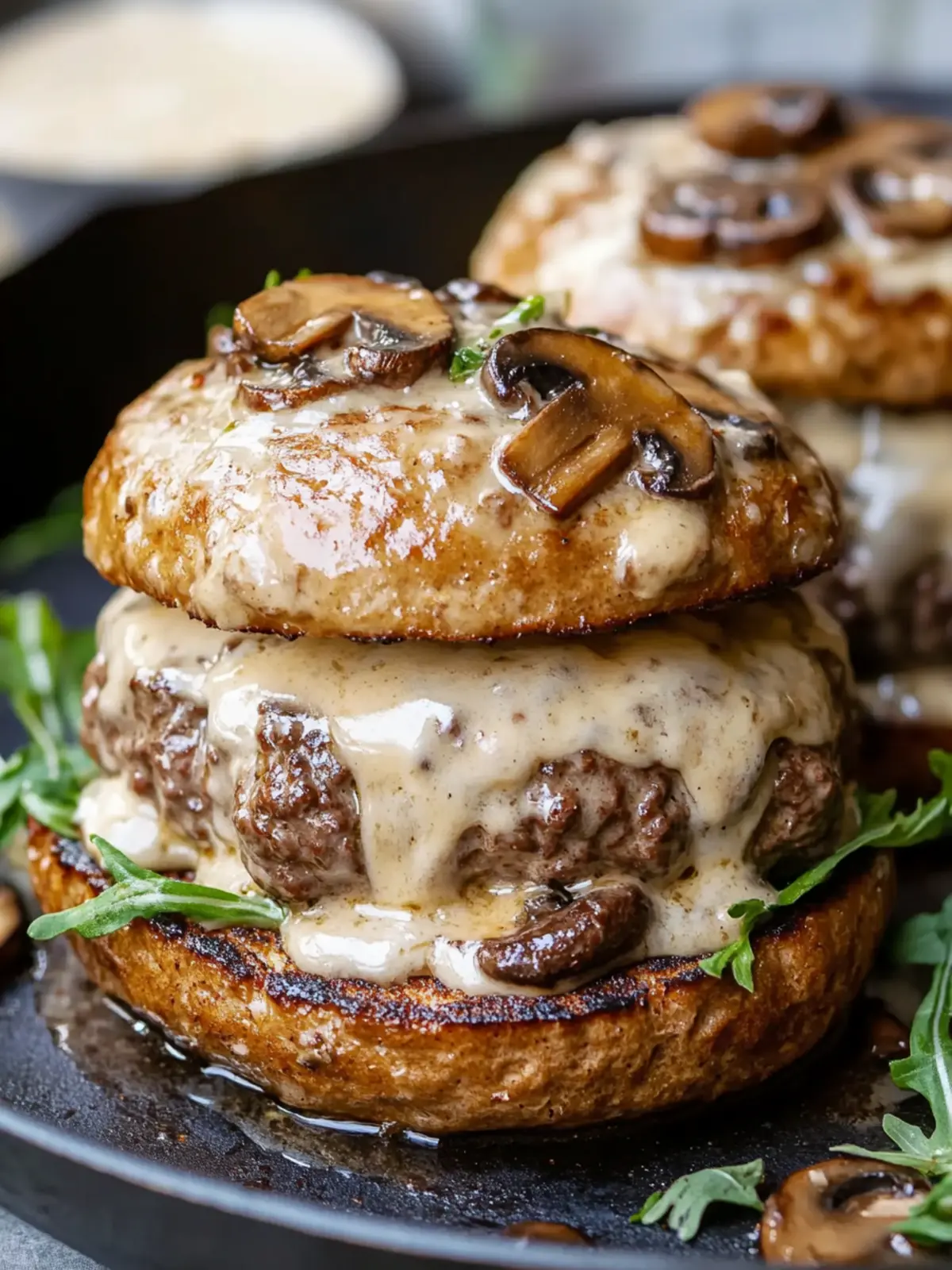 Beef Hamburgers with Gruyère Mushroom Sauce: A Low-Carb Delight 5 Beef Hamburgers with Gruyere Mushroom Sauce