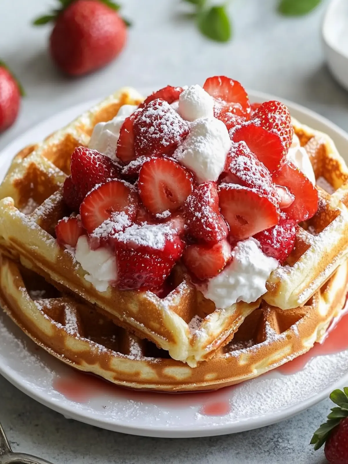 Indulge in Strawberry Cheesecake Stuffed Waffles Today 2 Strawberry Cheesecake Stuffed Waffles
