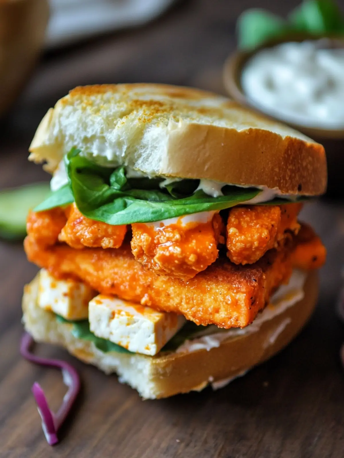 Vegan Garlic Buffalo Tofu Sandwich for Ultimate Comfort Food 4 Vegan Garlic Buffalo Tofu Sandwich