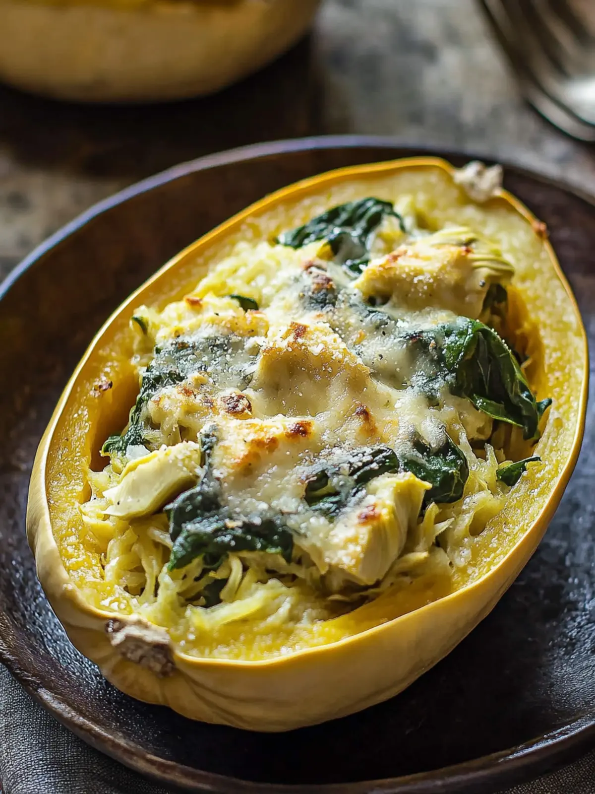 Spinach and Artichoke Stuffed Spaghetti Squash You’ll Crave 4 Spinach and Artichoke Stuffed Spaghetti Squash