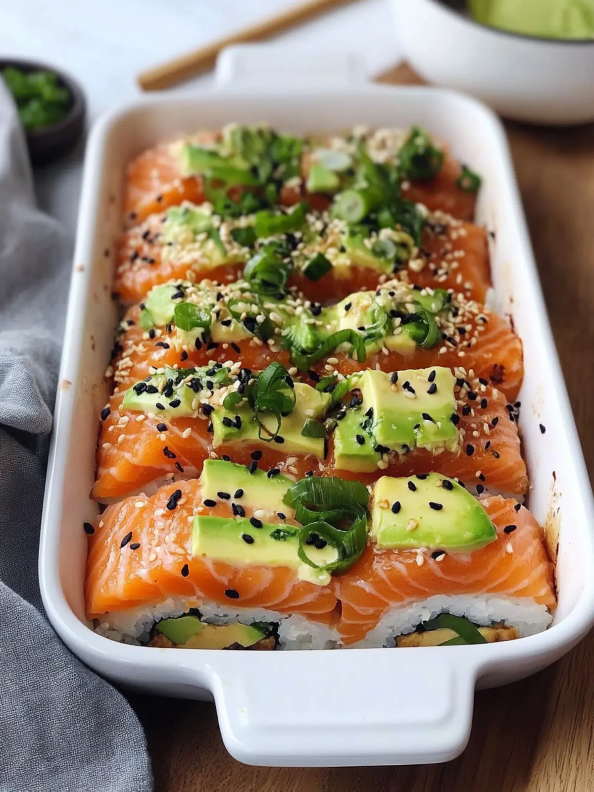Lightened-Up Salmon Sushi Bake for Busy Weeknight Feasts 2 Lightened-Up Salmon Sushi Bake