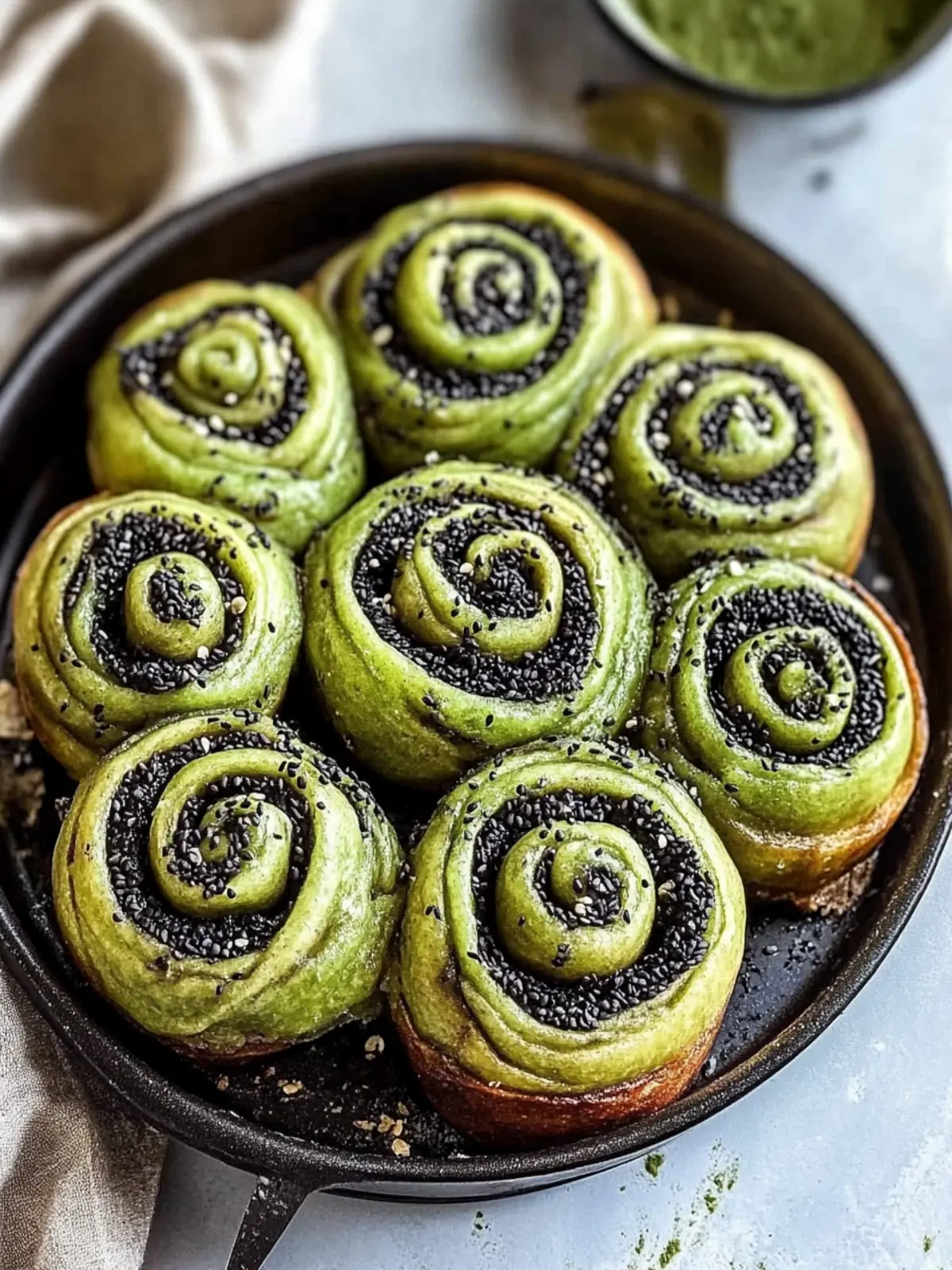 Vegan Matcha Black Sesame Cinnamon Rolls for a Sweet Twist 2 Vegan Matcha Black Sesame Cinnamon Rolls