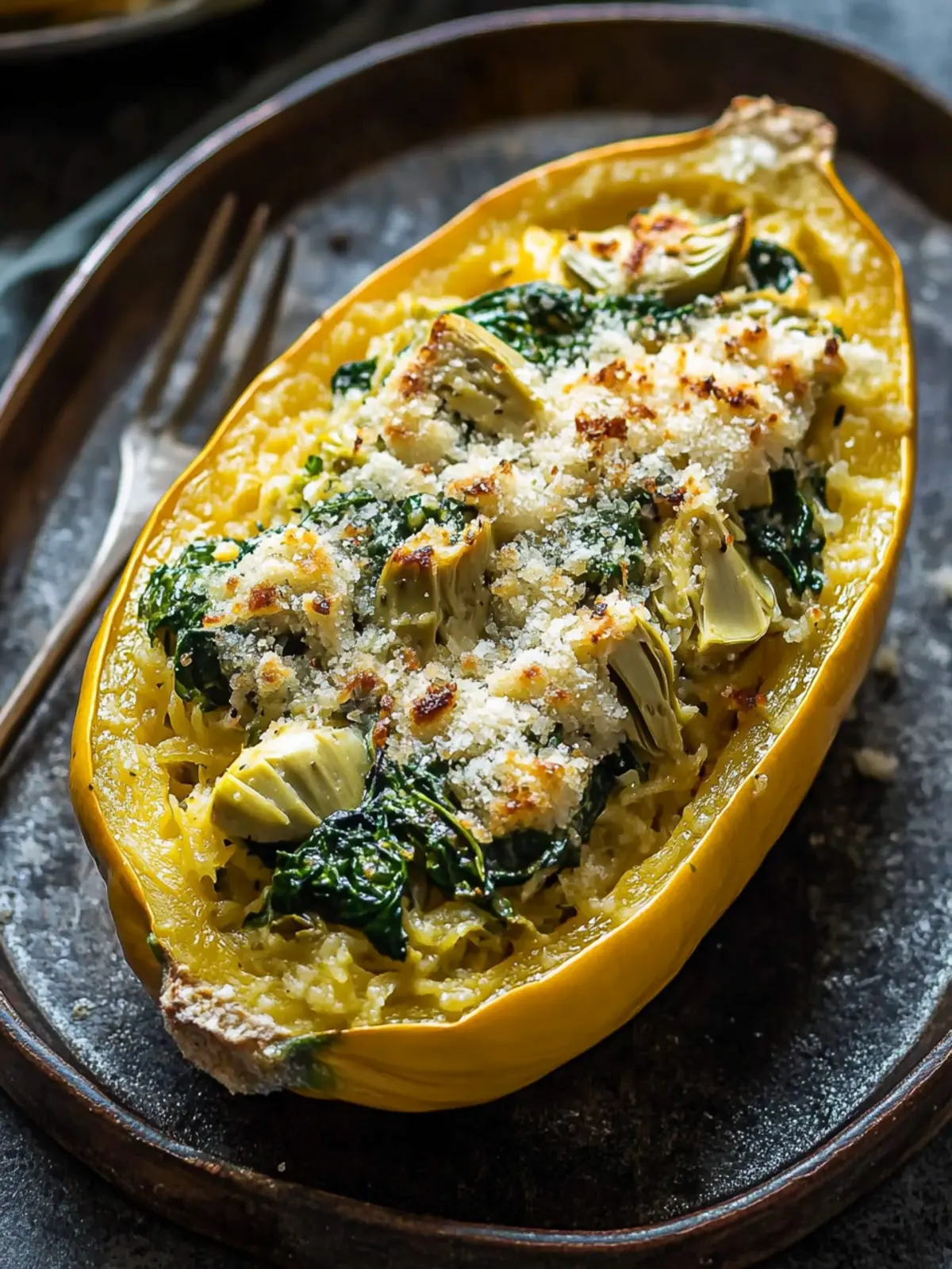Spinach and Artichoke Stuffed Spaghetti Squash You’ll Crave 2 Spinach and Artichoke Stuffed Spaghetti Squash