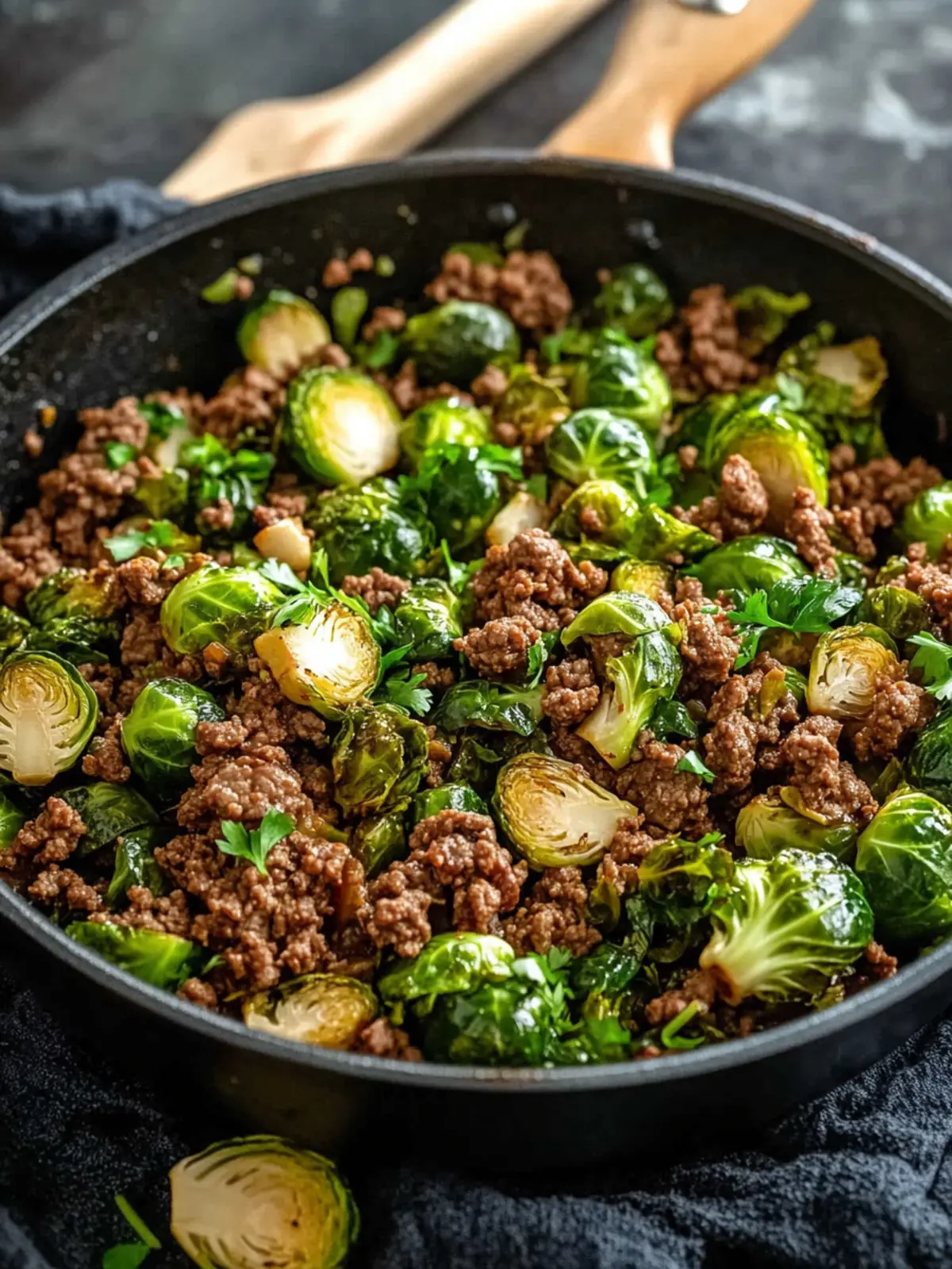 Savory Ground Beef and Brussels Sprouts Skillet in 30 Minutes 3 Ground Beef and Brussels Sprouts Skillet