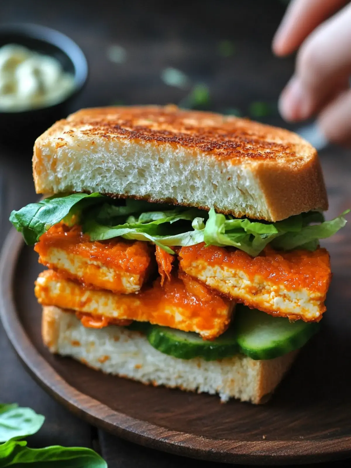 Vegan Garlic Buffalo Tofu Sandwich for Ultimate Comfort Food 3 Vegan Garlic Buffalo Tofu Sandwich
