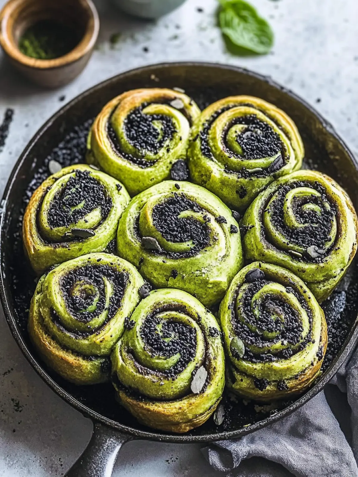 Vegan Matcha Black Sesame Cinnamon Rolls for a Sweet Twist 4 Vegan Matcha Black Sesame Cinnamon Rolls