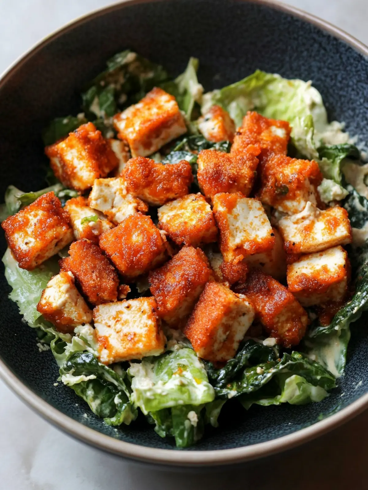 Crispy Buffalo Tofu with Caesar Salad for a Flavorful Feast 5 Crispy Buffalo Tofu with Caesar Salad
