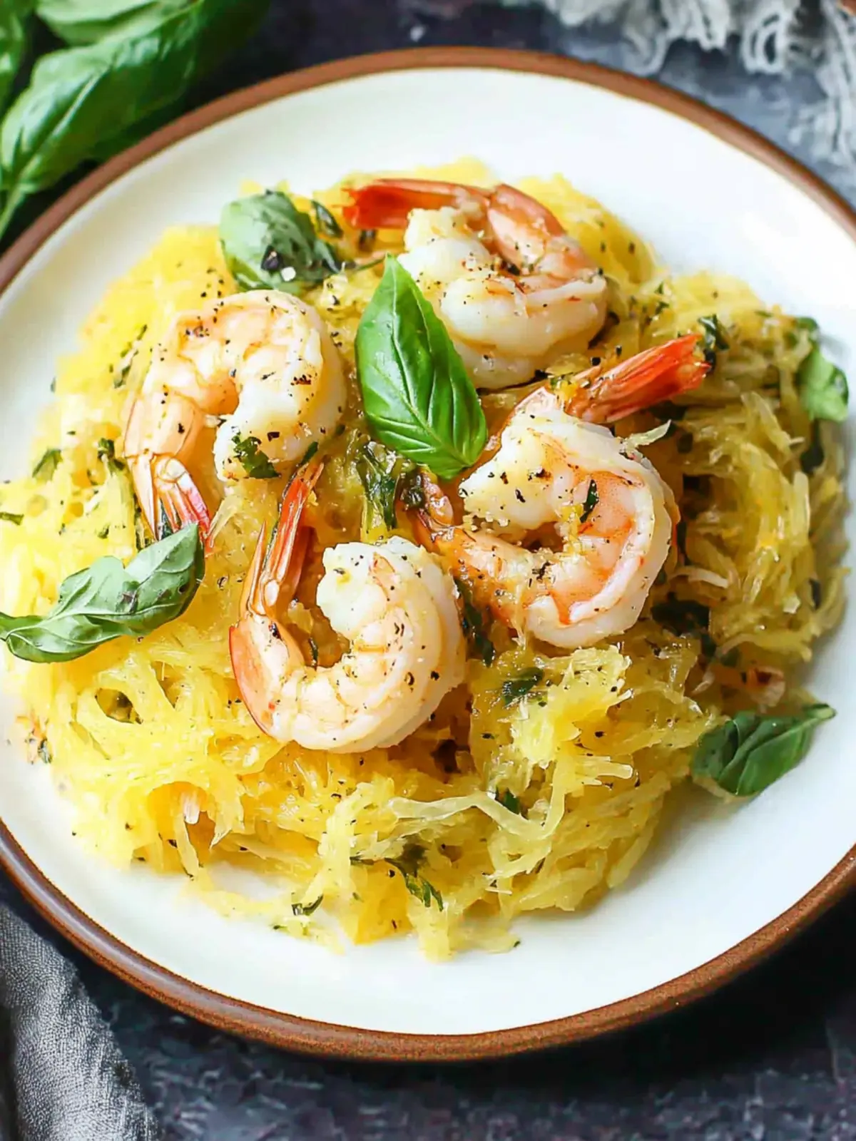 Keto Shrimp Spaghetti Squash & Basil for a Quick Dinner Delight 2 Keto Shrimp Spaghetti Squash & Basil