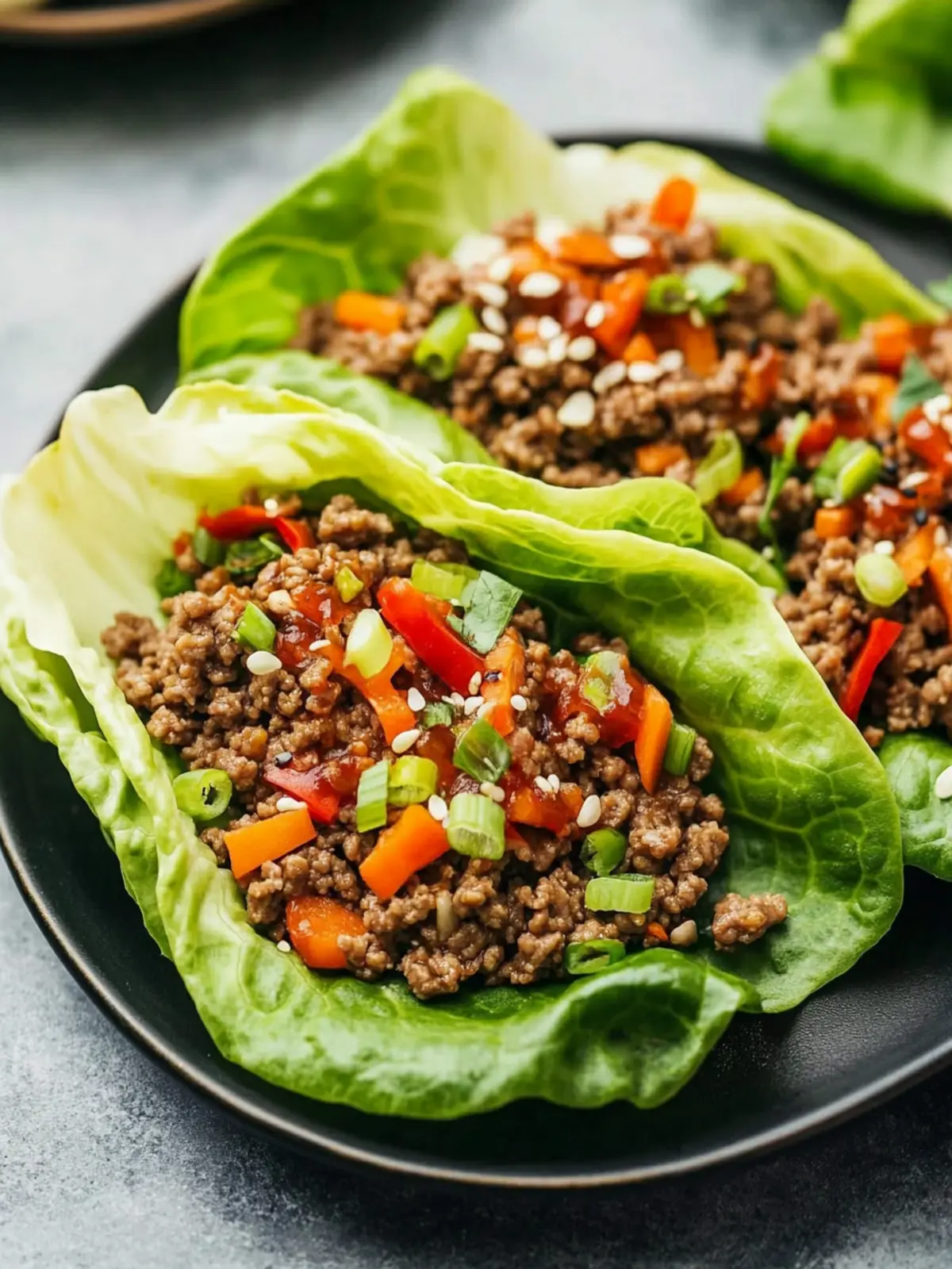 Savory Asian-Style Ground Beef Lettuce Wraps in 25 Minutes 3 Asian-Style Ground Beef Lettuce Wraps