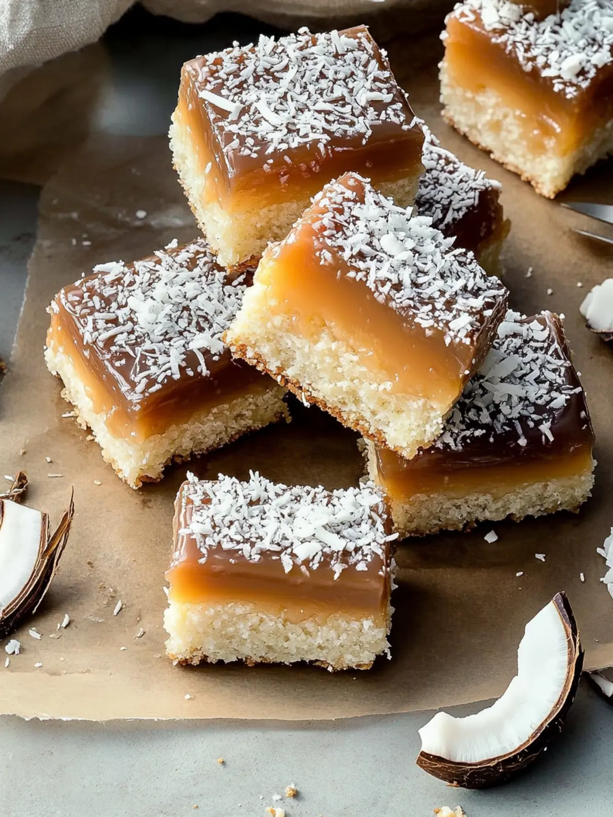 Indulge in Delicious Coconut Caramel Bars – No Bake Bliss 4 Coconut Caramel Bars