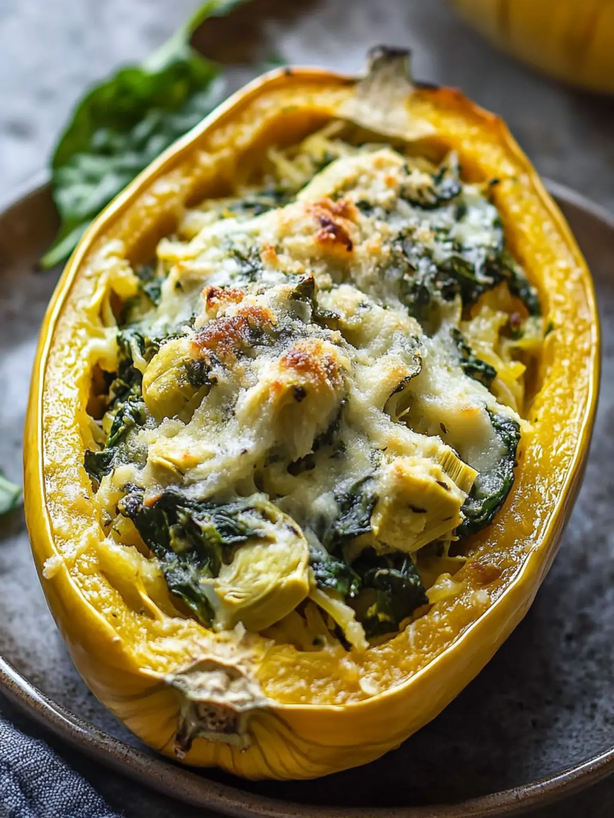 Spinach and Artichoke Stuffed Spaghetti Squash You’ll Crave 5 Spinach and Artichoke Stuffed Spaghetti Squash
