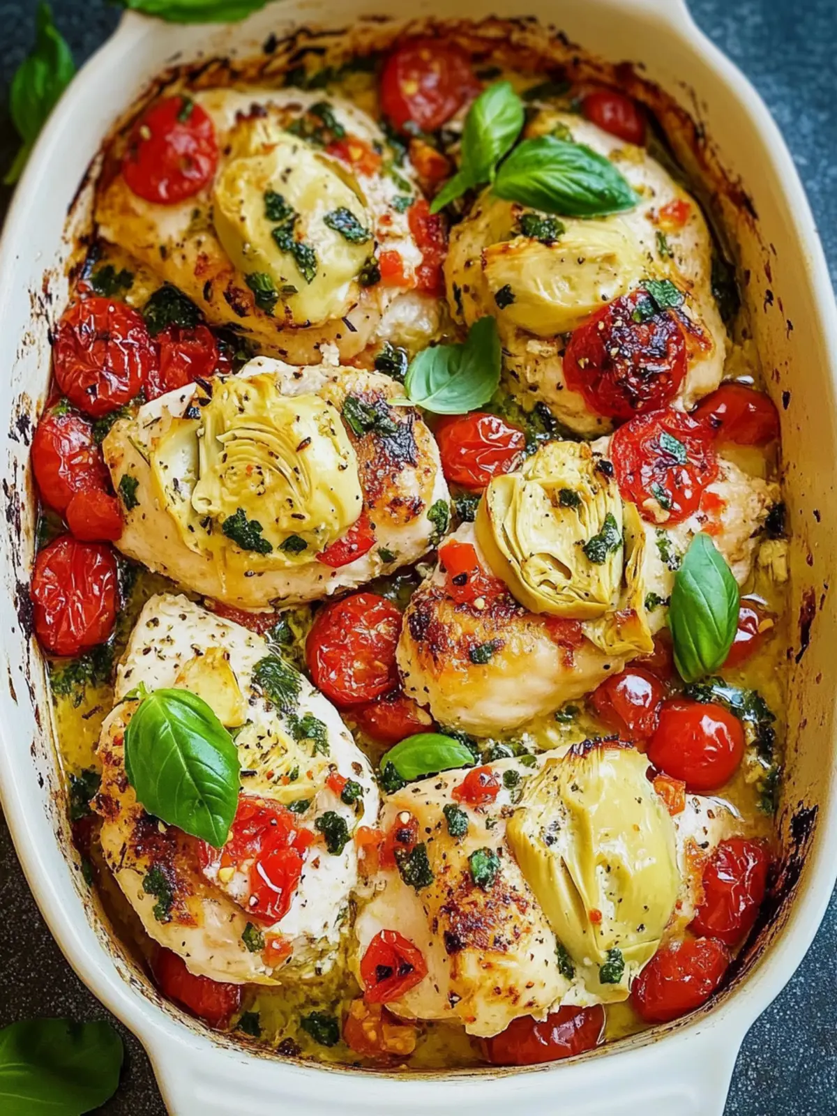 Tomato Basil Artichoke Baked Chicken: A Mediterranean Delight 3 Tomato Basil Artichoke Baked Chicken