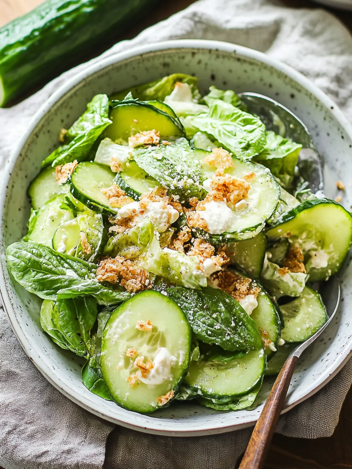 Crispy Cucumber Caesar Salad with Crunchy Bacon Delight 5 Cucumber Caesar Salad