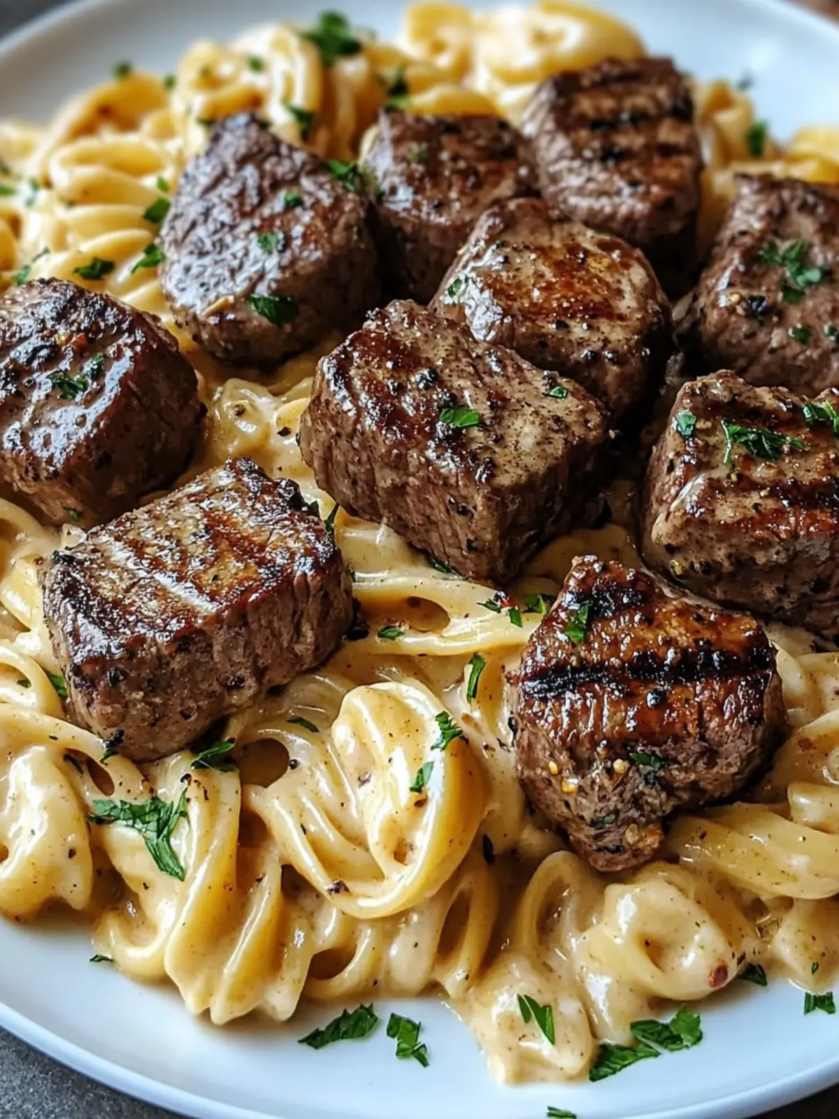 Savor Creamy Garlic Butter Steak Bites with Spicy Cajun Pasta 4 Creamy Garlic Butter Steak Bites with Spicy Cajun Alfredo Twisted Pasta
