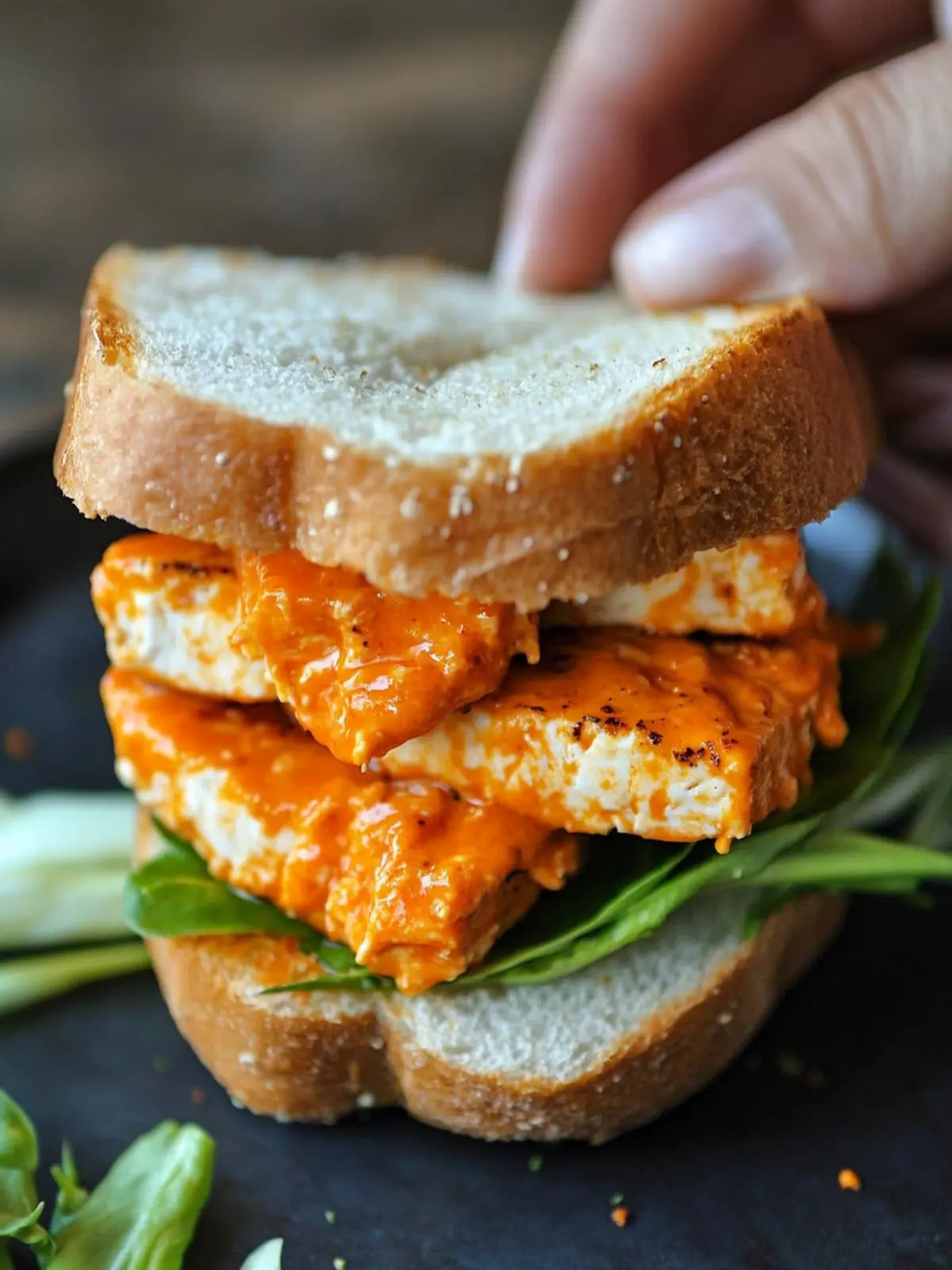 Vegan Garlic Buffalo Tofu Sandwich for Ultimate Comfort Food 5 Vegan Garlic Buffalo Tofu Sandwich