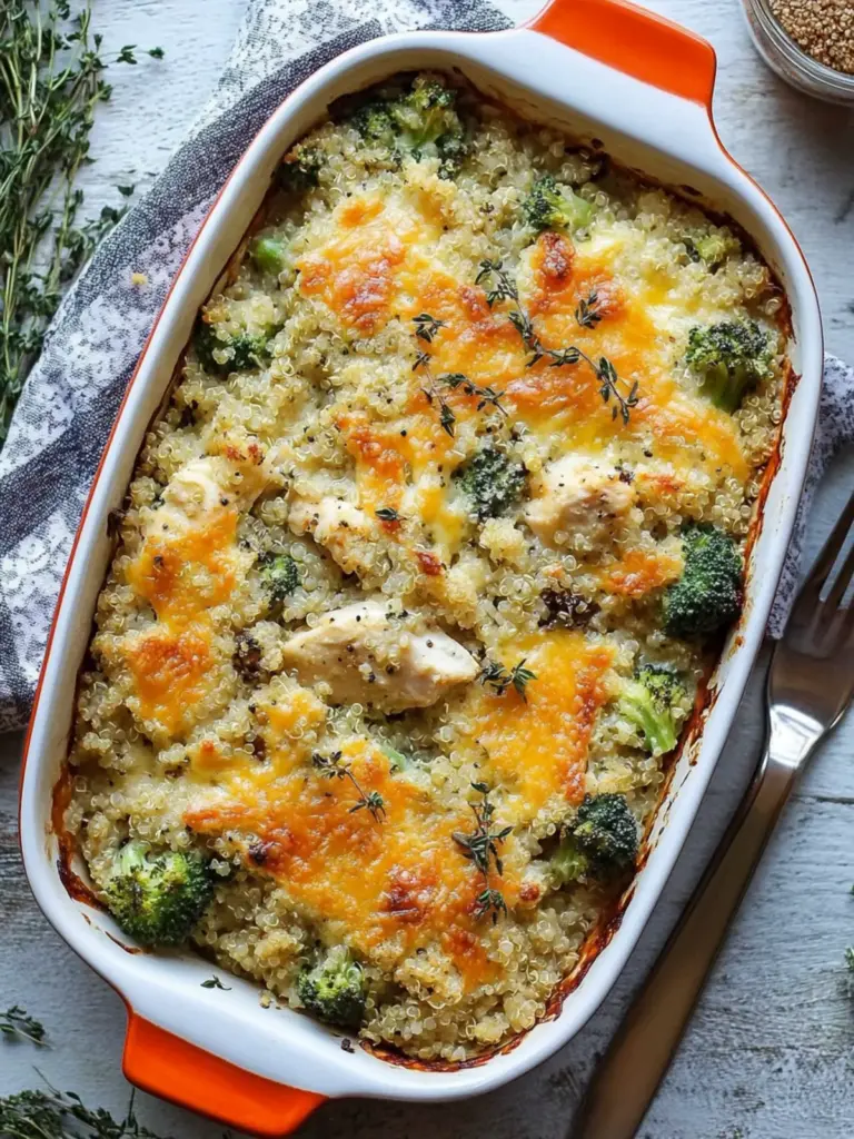 Cheesy Chicken and Broccoli Quinoa Bake