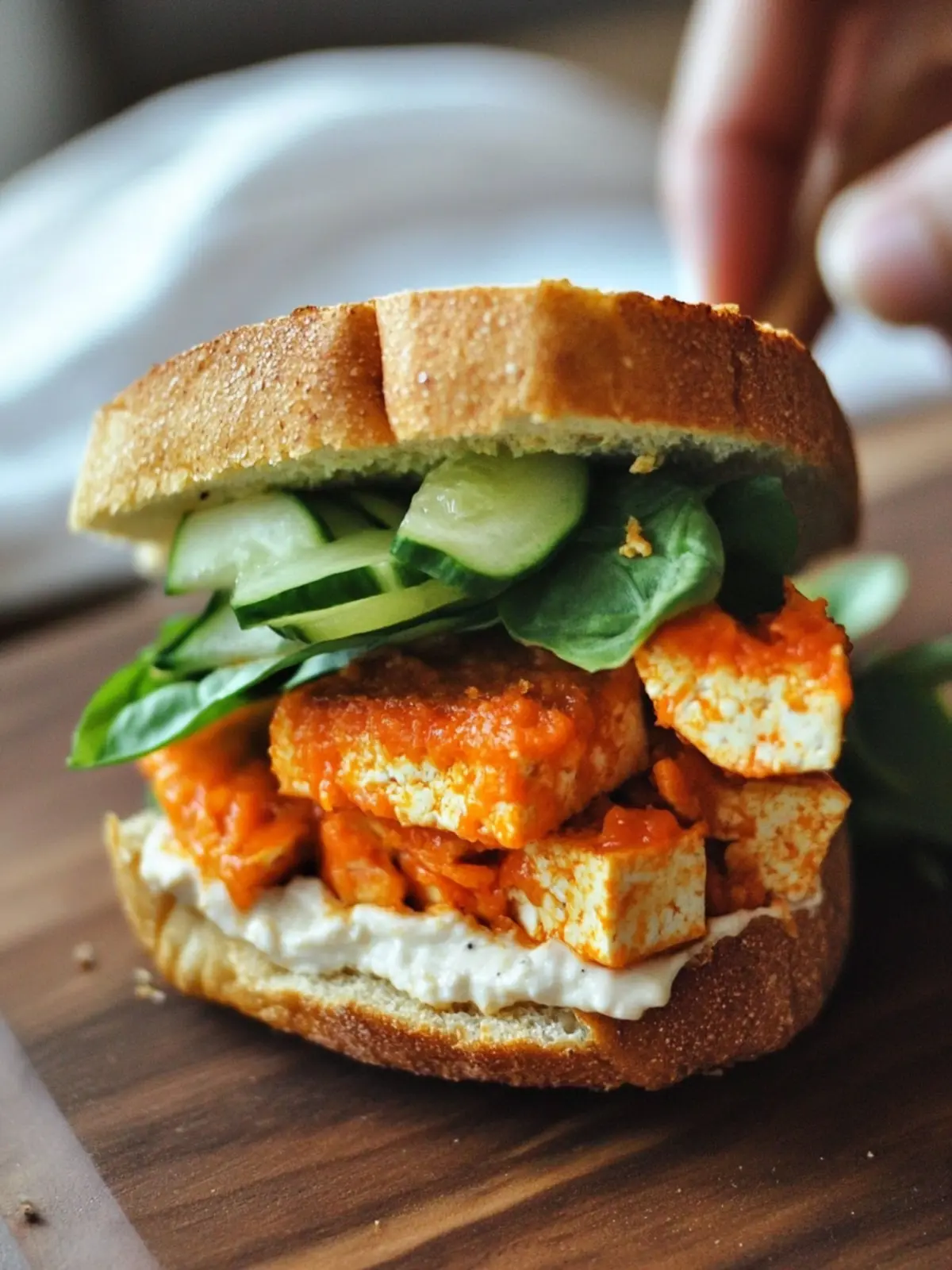Vegan Garlic Buffalo Tofu Sandwich for Ultimate Comfort Food 2 Vegan Garlic Buffalo Tofu Sandwich