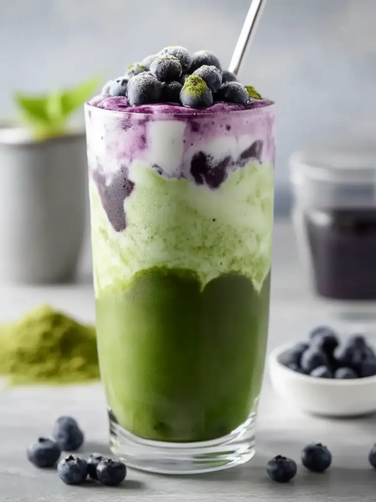 Iced Blueberry Matcha Latte