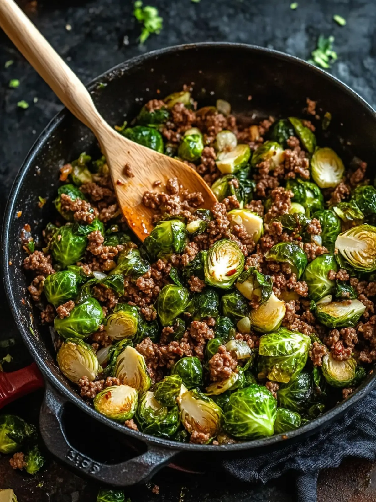 Savory Ground Beef and Brussels Sprouts Skillet in 30 Minutes 5 Ground Beef and Brussels Sprouts Skillet